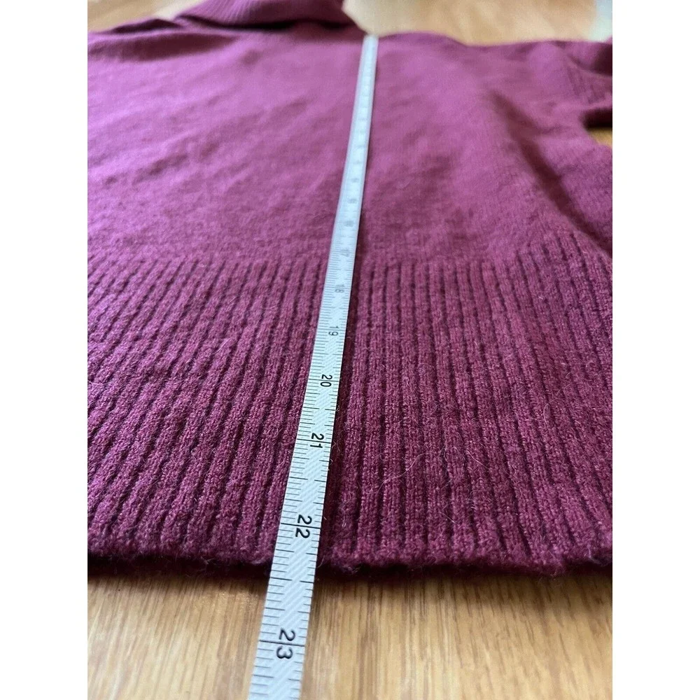 J Crew Dark Red Merino Alpaca Wool Blend Oversized Turtleneck Sweater XS